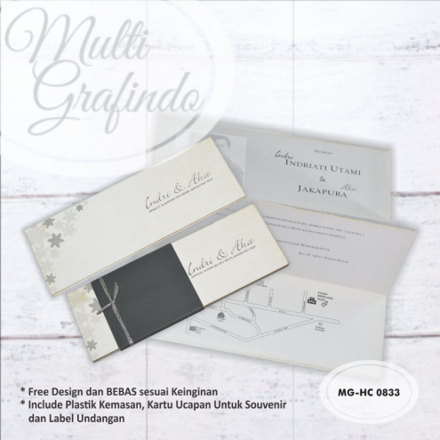 Cetak Undangan Hardcover full color 23,5x8,5 cm